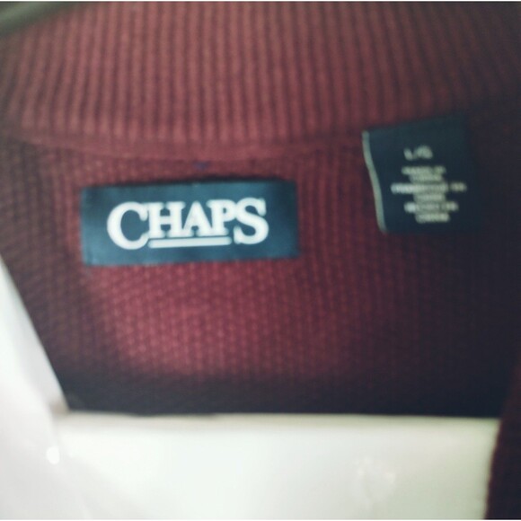 Sweater Mens L Long Sleeve 1/4 Zip Cotton Waffle Knit Maroon Mock Neck Preppy - Picture 5 of 9